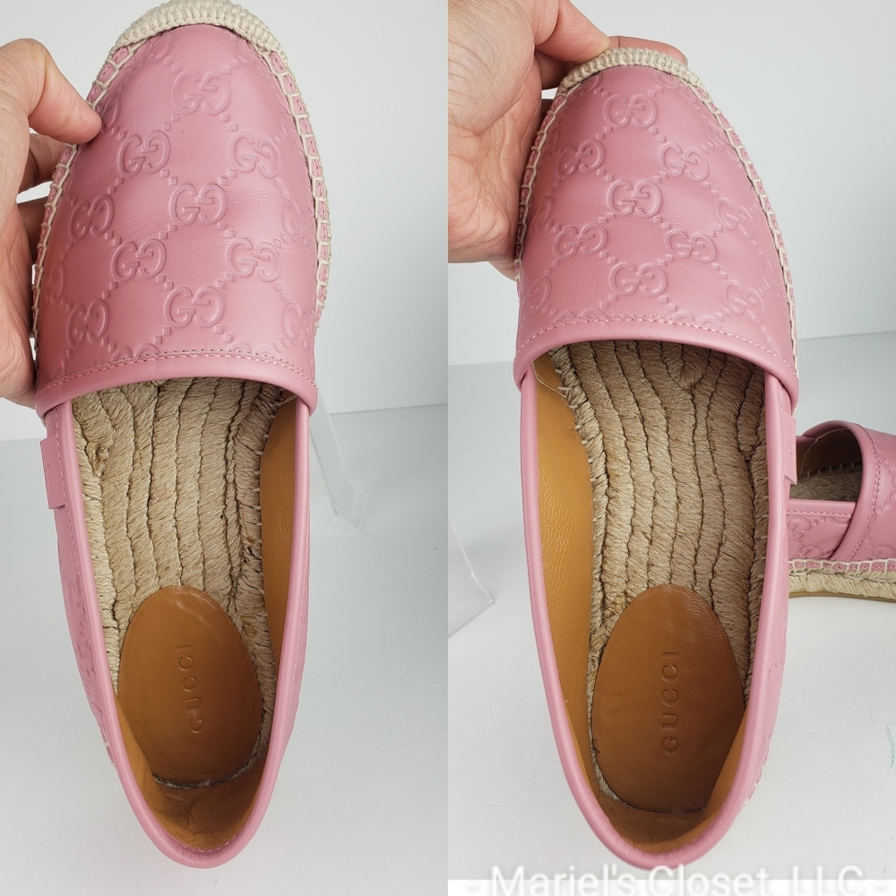 Authentic Gucci Guccissima Espadrilles Rose Baby 37 with Box & Dustbags #3109M - Picture 4 of 7